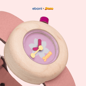 Jam Tangan Kayu Eboni X Jumbo - Bunga