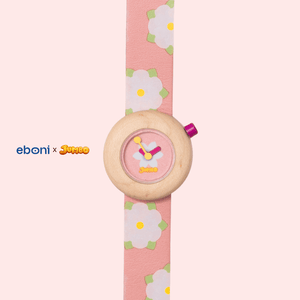 Jam Tangan Kayu Eboni X Jumbo - Bunga