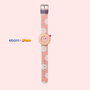 Jam Tangan Kayu Eboni X Jumbo - Bunga