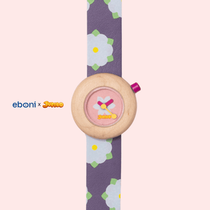 Jam Tangan Kayu Eboni X Jumbo - Bunga